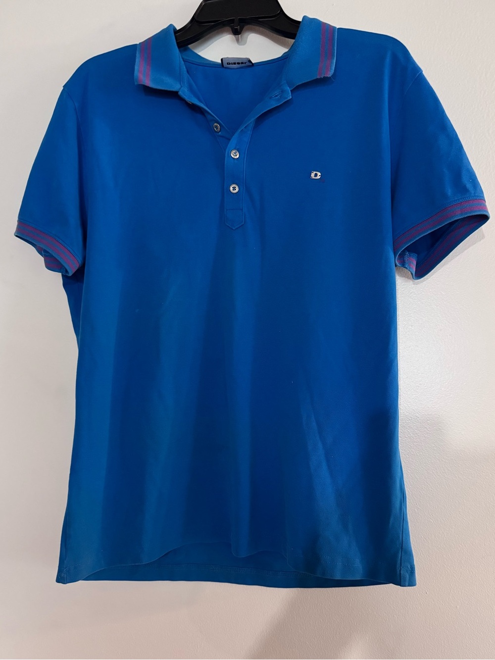 Diesel Blue Polo Shirt with Contrast Trim - Casual Men’s Short Sleeve